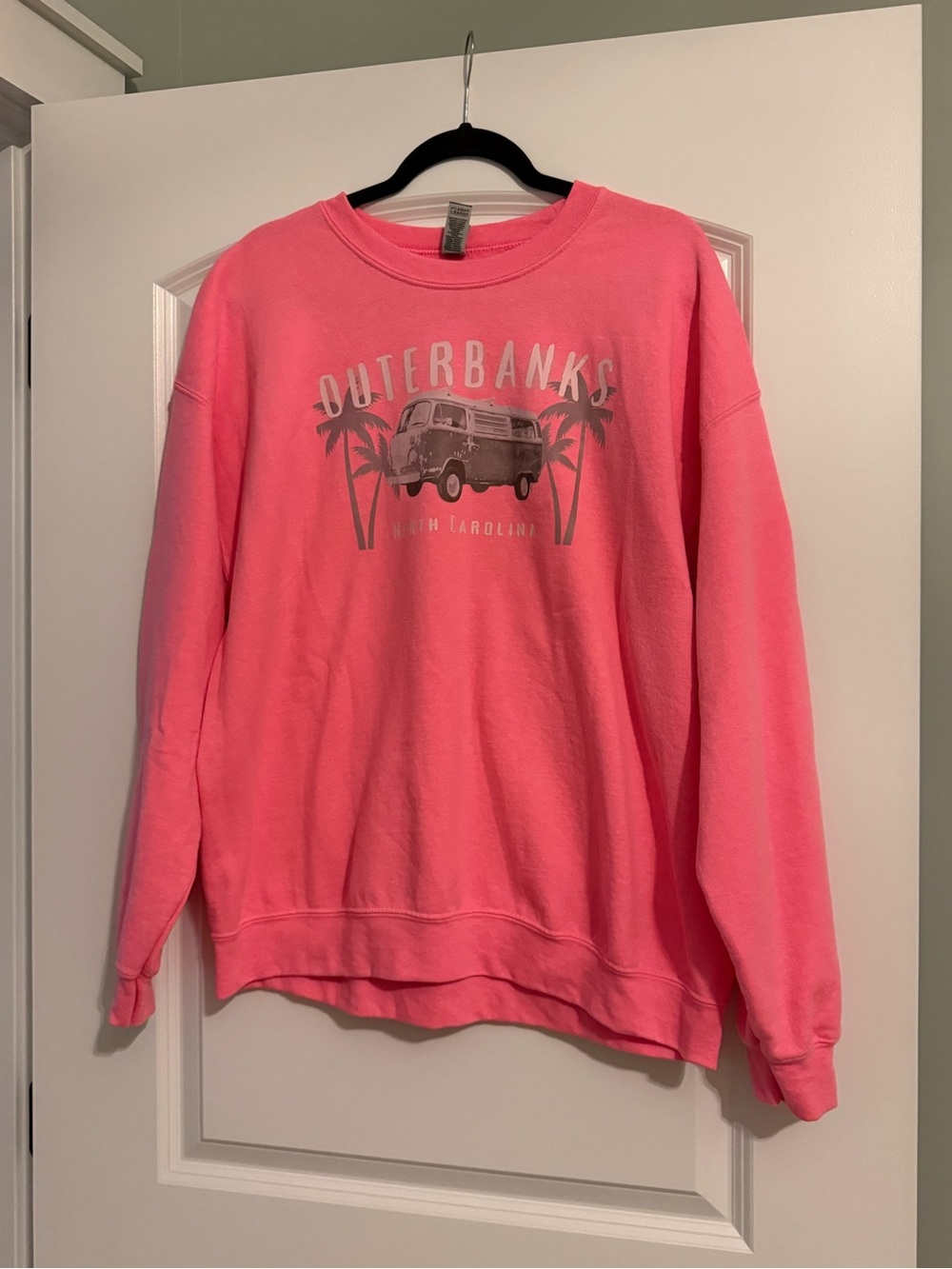 Gildan Pink Outerbanks Graphic Crewneck Sweatshirt